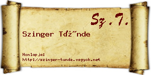 Szinger Tünde névjegykártya